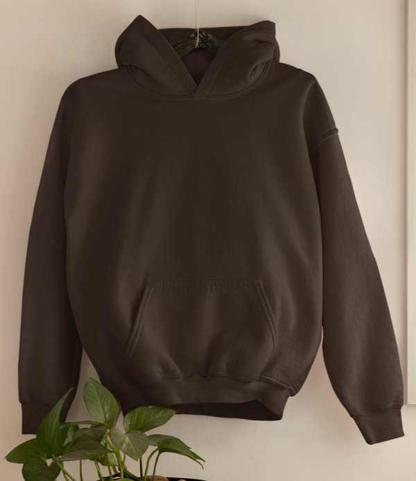 Solid Heavy Weight Brown Hoodie - Image 2